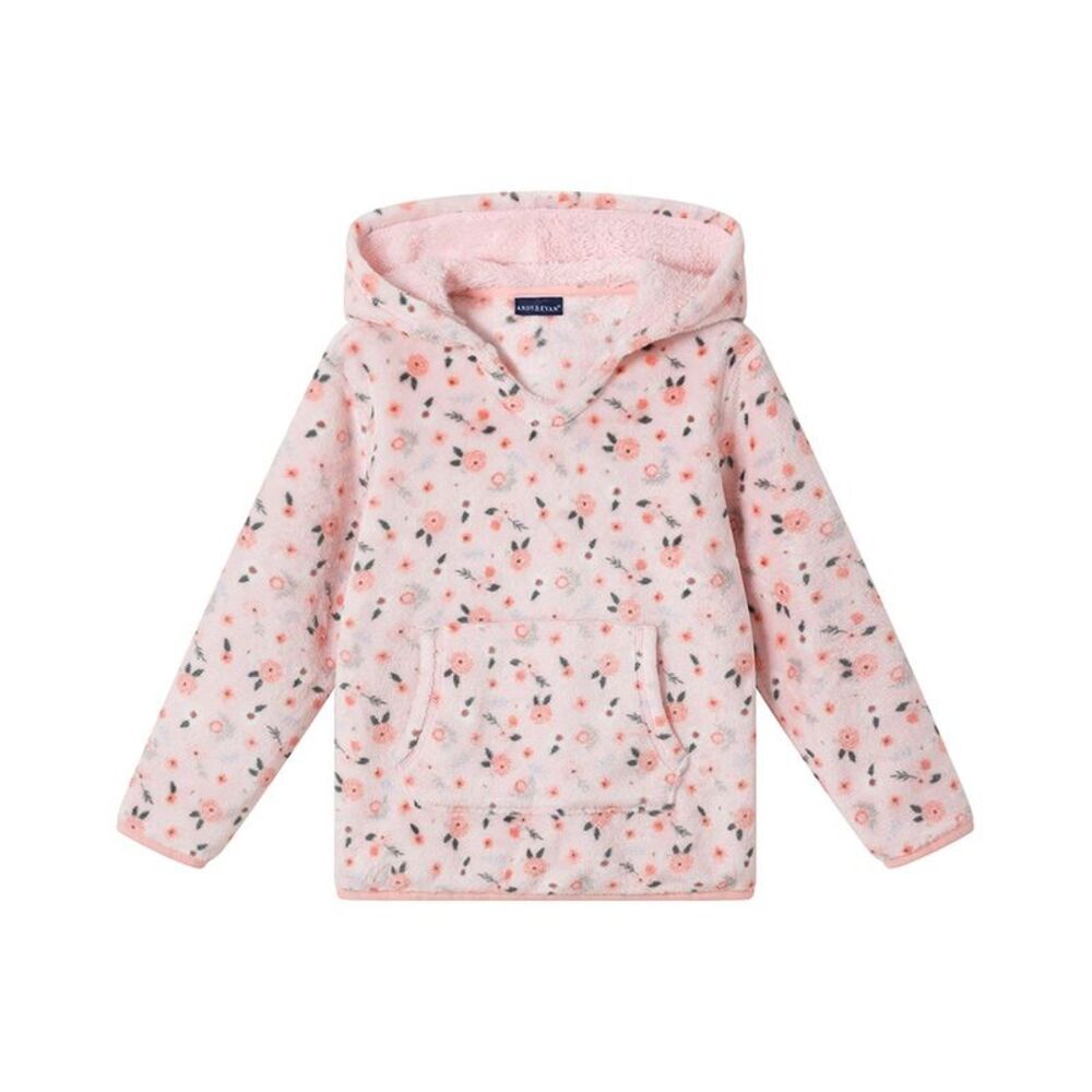 Andy & Evan Girls  Floral Plush Hoodie, Pink